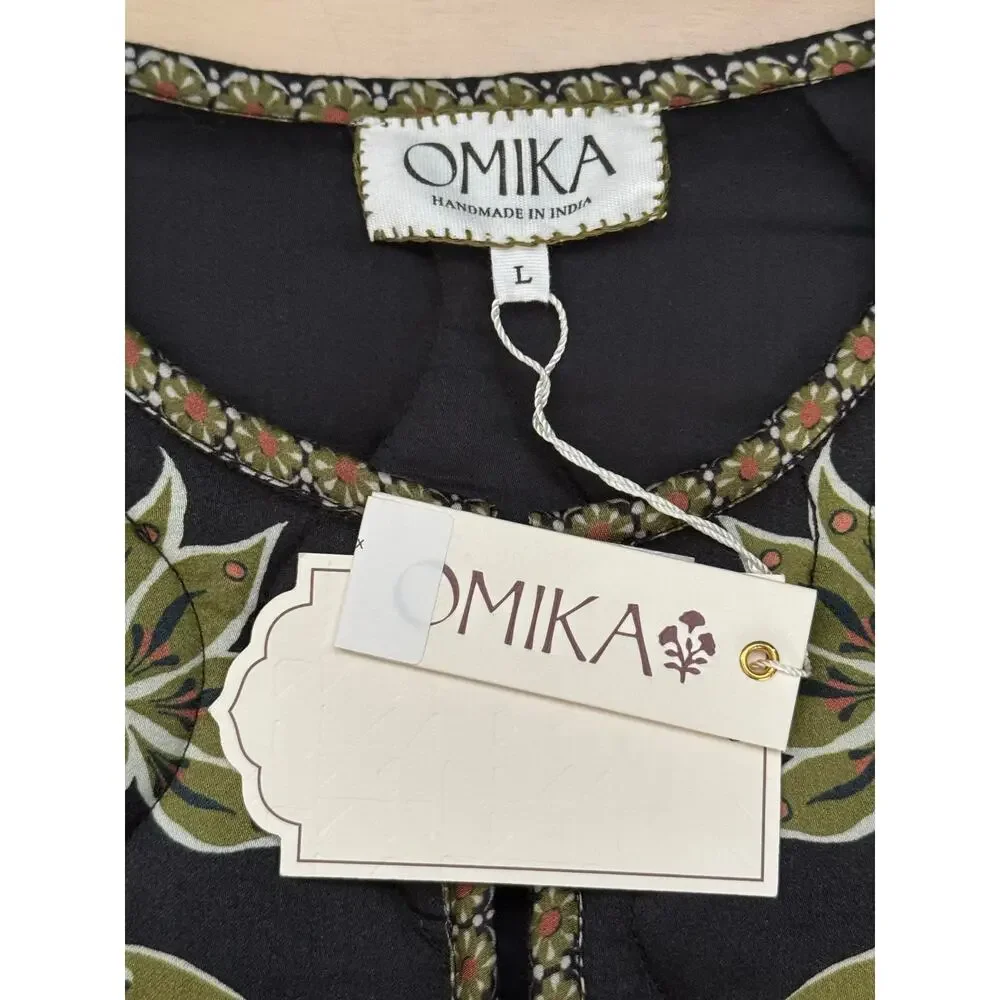 NWT Omika LIghtweight Quilted Finley Floral Jacket Alexia Onyx Black Green Large - Picture 5 of 8